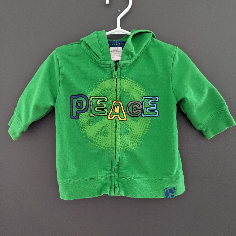 Green zip up Peace hoodie